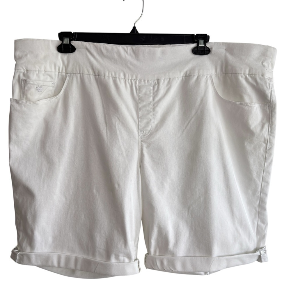 Gloria Vanderbilt Slimming Bermuda Shorts Womens Plus Sz 24W White Stretch Denim